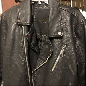 Genuine, leather motorcycle jacket